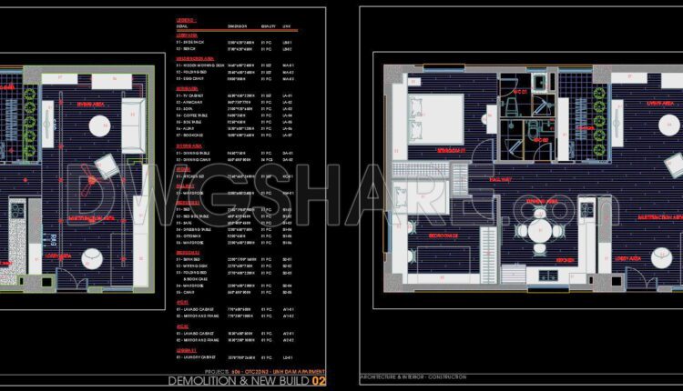 13. CAD design drawings for the construction of a 113 m2 apartment