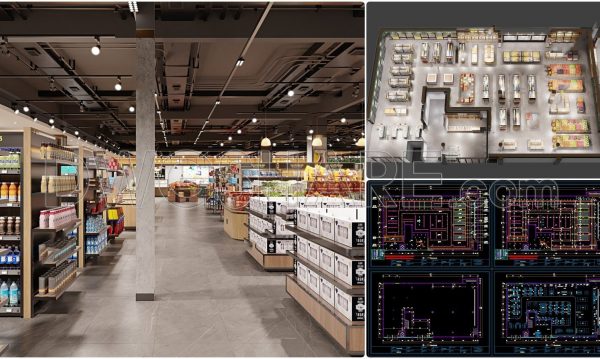 16. Download CAD design and construction drawings for a mini supermarket