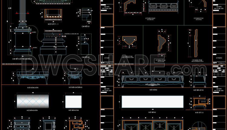 17. Free Download CAD Drawings for the Technical Design and Construction of Living Room Interiors
