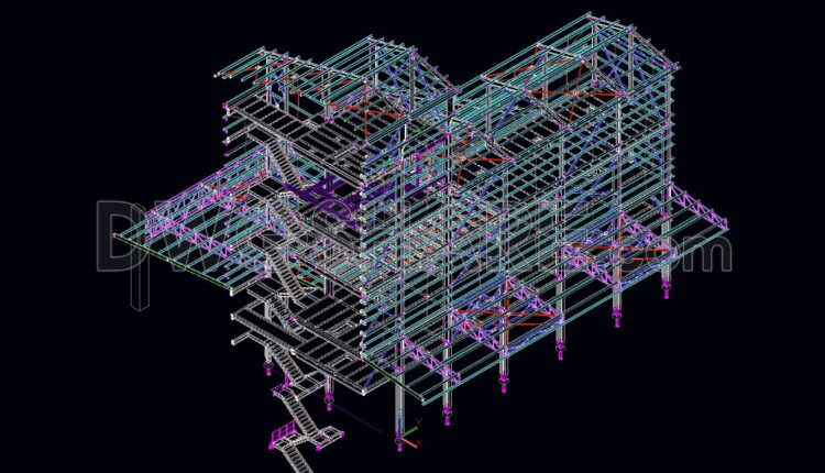 181. CAD drawing Steel Building 3D Template Free Download