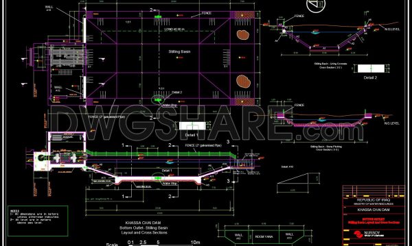 2 years ago
                

                
             628195. CAD drawing Of Stilling Bassin Layout and cross sections Free download