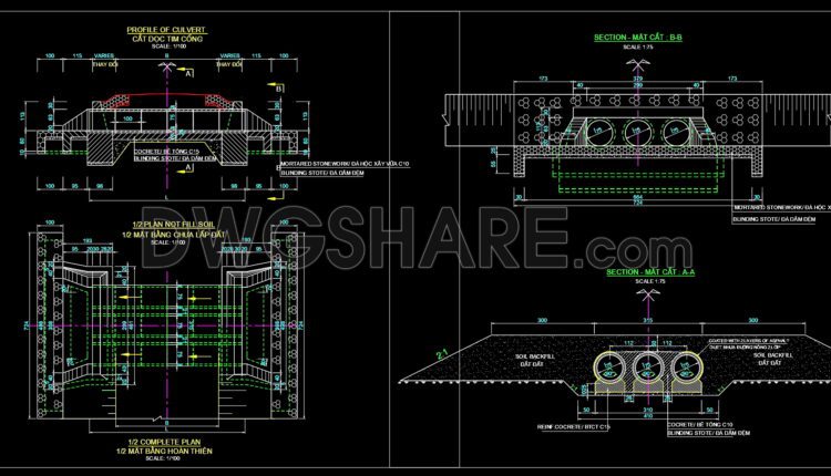 198. CAD drawing Of Culvert at frontage road Free download