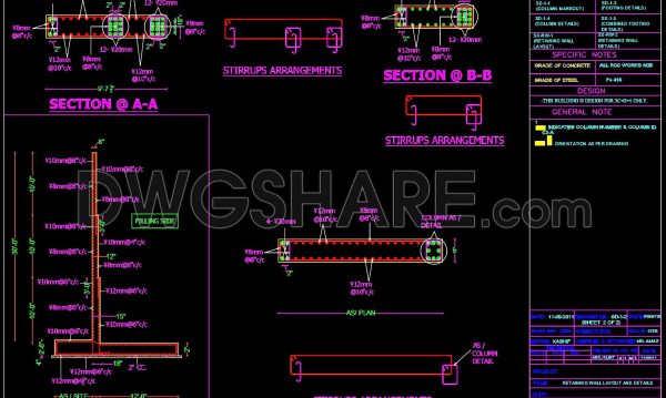 2 years ago
                

                
             1,137199. CAD drawing Of Retaining Wall Layout and details Free download
