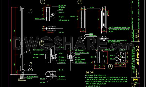 205. CAD drawing Of Flagpole structure Free download