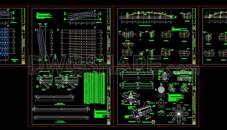 206. CAD drawing Of Structural Drawing of a Market Dome Roof Free download