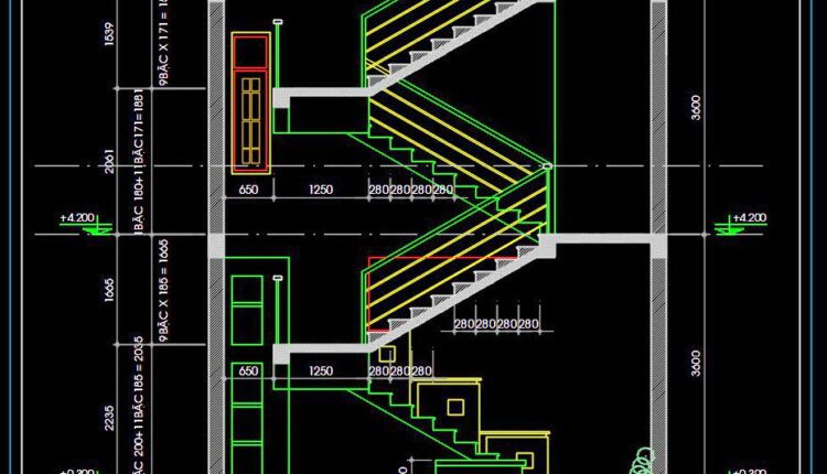 206. Download detailed CAD drawings of townhouse stairs (3)