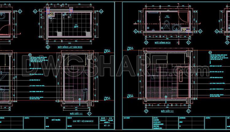 212. WC Layout Plan and elevations details CAD drawings download