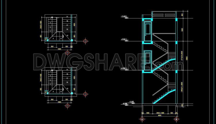 215. Download detailed CAD drawings of townhouse stairs (1)
