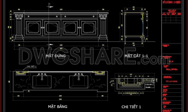 2 years ago
                

                
             1,251218. Detailed CAD drawings of the bathroom vanity cabinet for a residential house