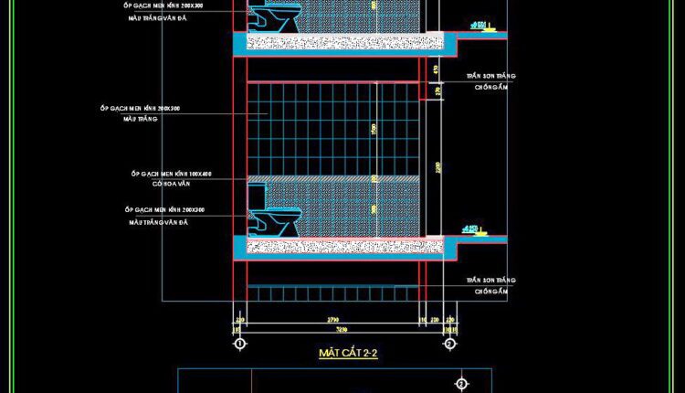220. Free download of CAD technical drawings for the construction of bathrooms in townhouses