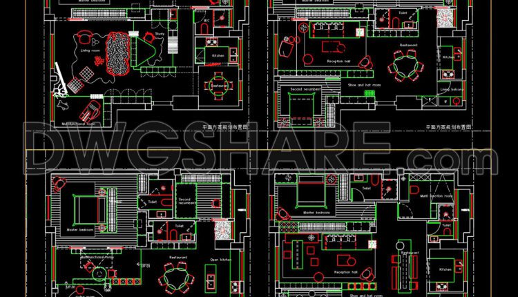 220. Functional layout plans of apartments ranging 120m2
