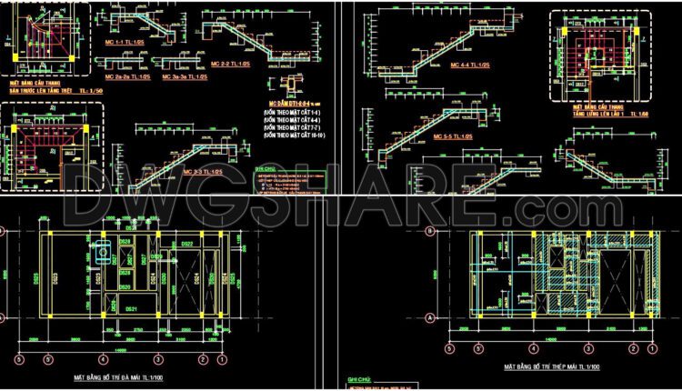 223. Structural Drawings Of 3-Story House A Complete Project 6m x 14m For Download