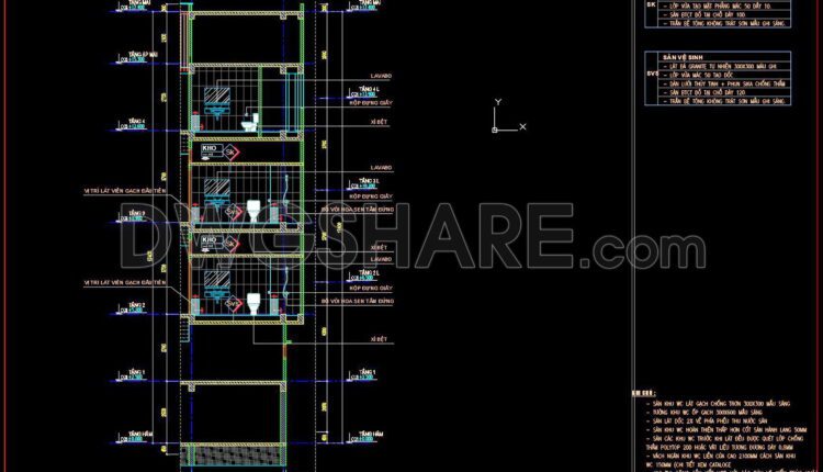 225. Free download of CAD technical drawings for the construction of bathrooms in townhouses (2)