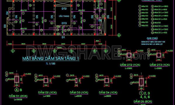 251. Structural Drawings Of 1-Story House A Complete Project 6m x 16m For Download