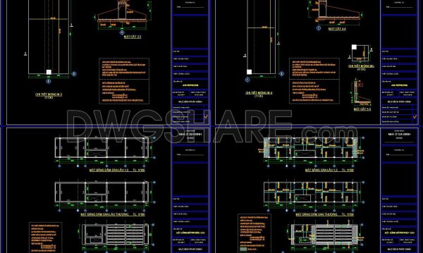 255. Structural Drawings Of 3-Story House A Complete Project 4m x 17m For Download