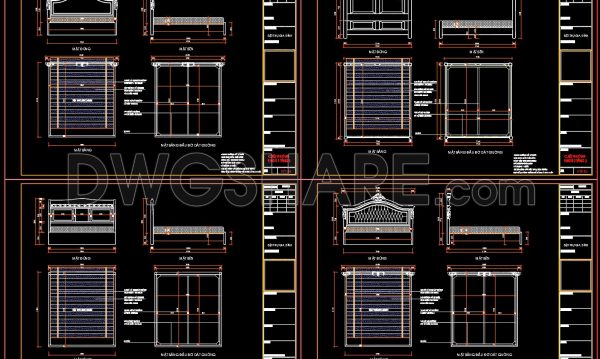 298. Free download CAD drawings of the technical details of various types of beds