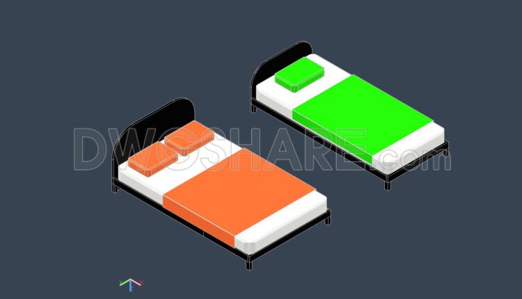 307. Beds 3D Cad Blocks free download