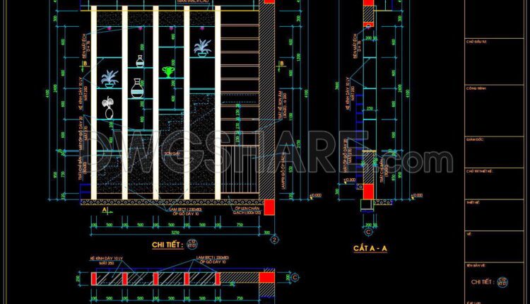 309. CAD detailed drawings of vertical facade wall sections for townhouses