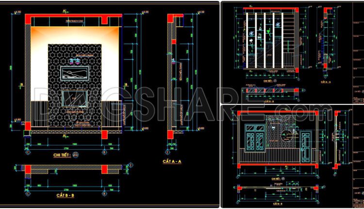 309. CAD detailed drawings of vertical facade wall sections for townhouses