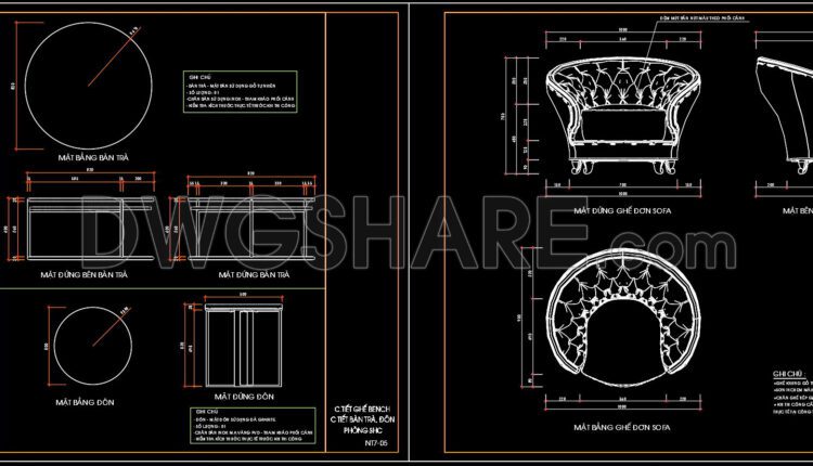 311. CAD drawings of the technical details of various types of Sofas