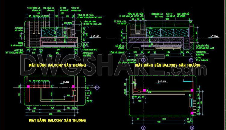 315. Free Download of CAD Drawings for Balcony Details