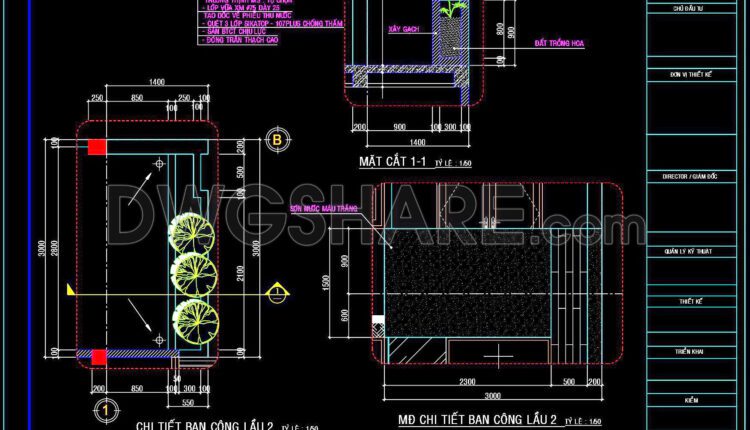 319. Detailed architectural CAD drawings of the balcony, railing, and skylight roof of the townhouse (2)