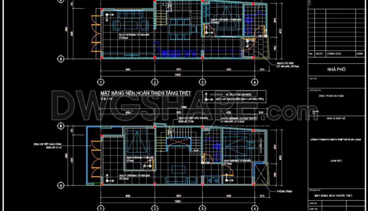 32. Download free detailed CAD drawings of floor plans for a 2-story townhouse (1)