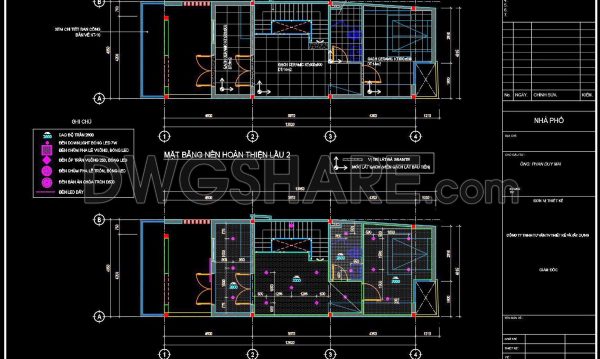 32. Download free detailed CAD drawings of floor plans for a 2-story townhouse