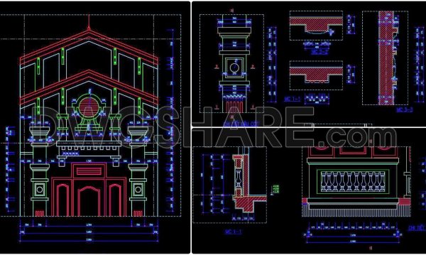 2 years ago
                

                
             522320. Detailed architectural CAD drawings of the facade, balcony, railing townhouse