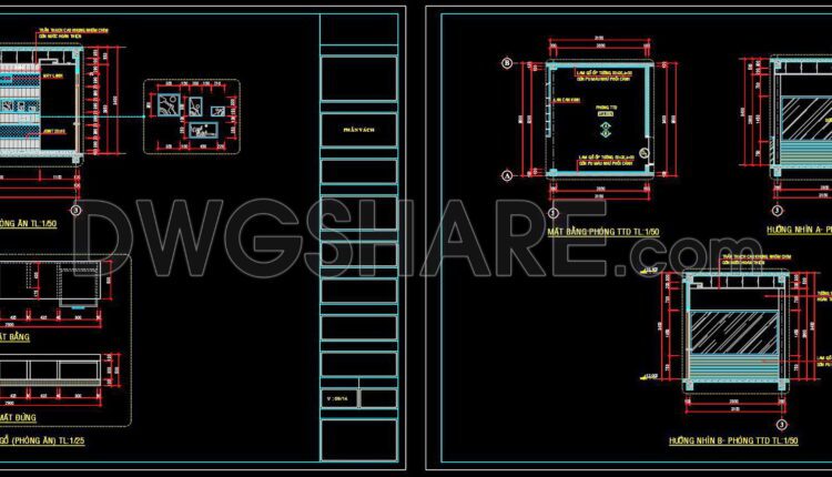 321. CAD Drawings of Elevation Details for Interior Wall Finishes in Townhouses