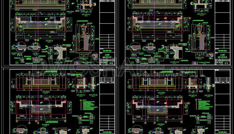 325. Architectural CAD Detail Drawings of the Basement Ramp, Staircase Lobby, Balcony, and Roof Hatch