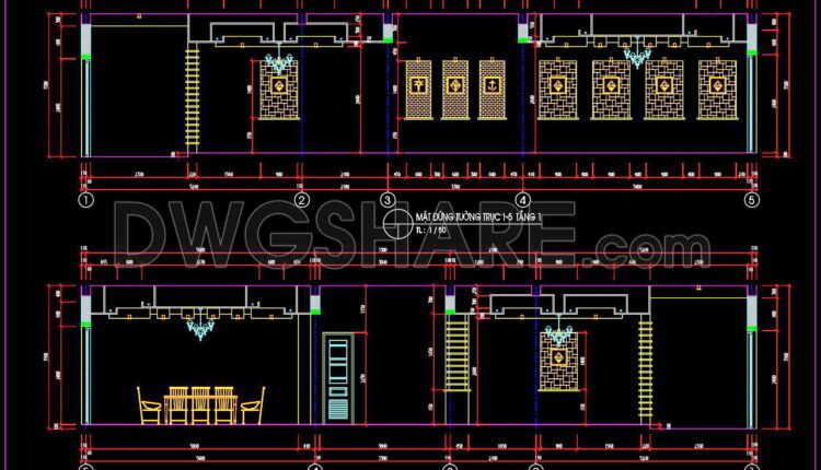 330. Free download of elevation drawings for decorative wall surfaces in townhouses