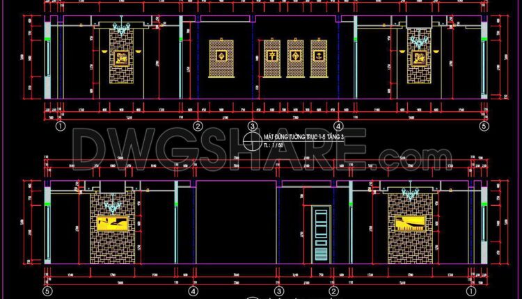 330. Free download of elevation drawings for decorative wall surfaces in townhouses