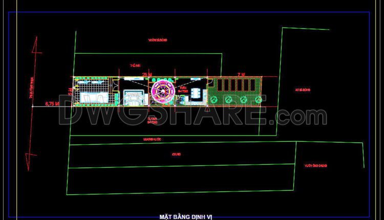335. CAD design drawings for a 3-story townhouse with dimensions of 5m x 32m