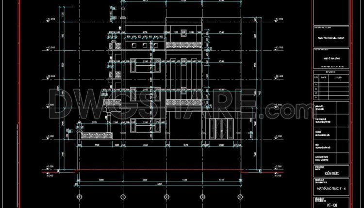 336. CAD design drawings for a 5-story townhouse with dimensions of 7.5m x 18.7m