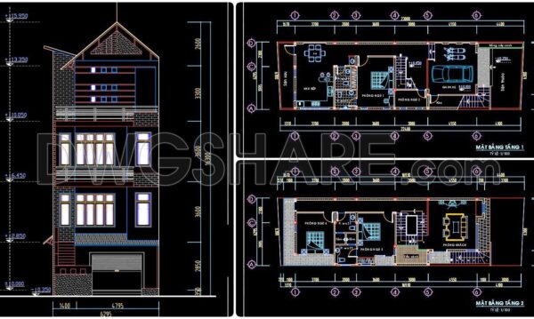 2 years ago
                

                
             906337. CAD design drawings for a 4-story townhouse with dimensions of 6.3m x 23m