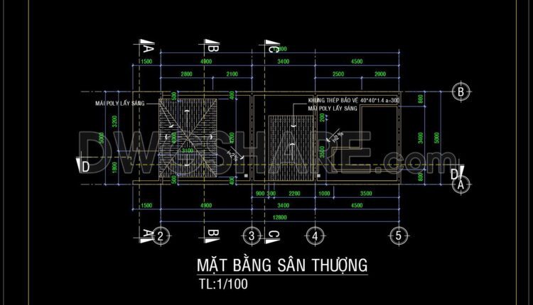 338. CAD design drawings for a 4-story townhouse with dimensions of 5m x 18m (6)