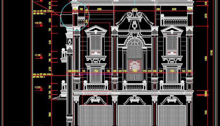 341. CAD design drawings for a 4-story townhouse with dimensions of 4m x 13.2m (8)