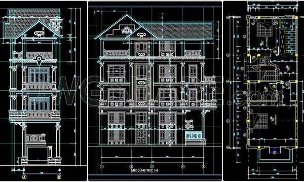 2 years ago
                

                
             1,611342. CAD design drawings for a 4-story townhouse with dimensions of 4.5m x 15m