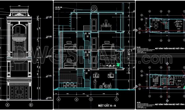 2 years ago
                

                
             1,214344. CAD design drawings for a 3-story townhouse with dimensions of 4.1m x 10.1m
