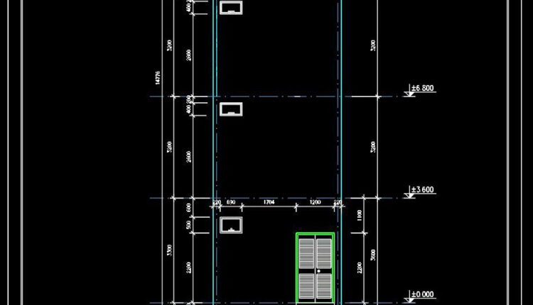 344. CAD design drawings for a 3-story townhouse with dimensions of 4.1m x 10.1m