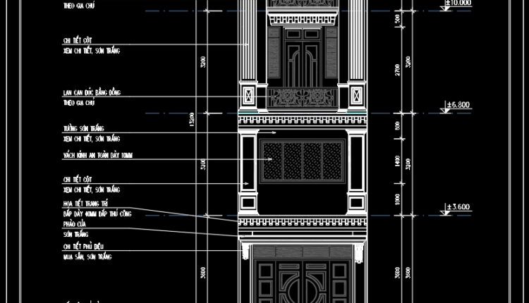 344. CAD design drawings for a 3-story townhouse with dimensions of 4.1m x 10.1m