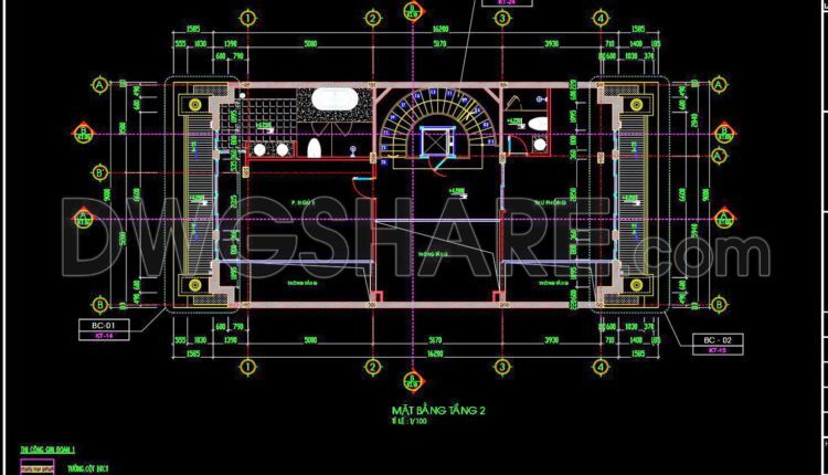 345. CAD design drawings for a 3-story townhouse with dimensions of 9m x 20m