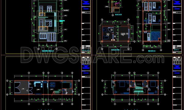 2 years ago
                

                
             695348. CAD design drawings for a 2-story townhouse with dimensions of 5m x 20m