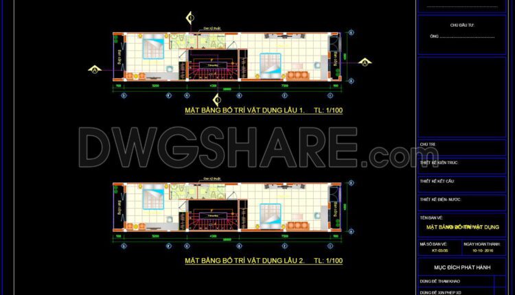 349. CAD design drawings for a 3-story townhouse with dimensions of 4.7m x 17m