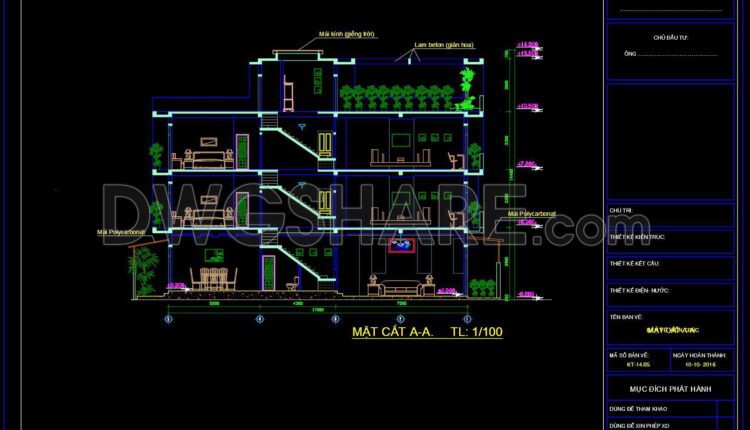 349. CAD design drawings for a 3-story townhouse with dimensions of 4.7m x 17m