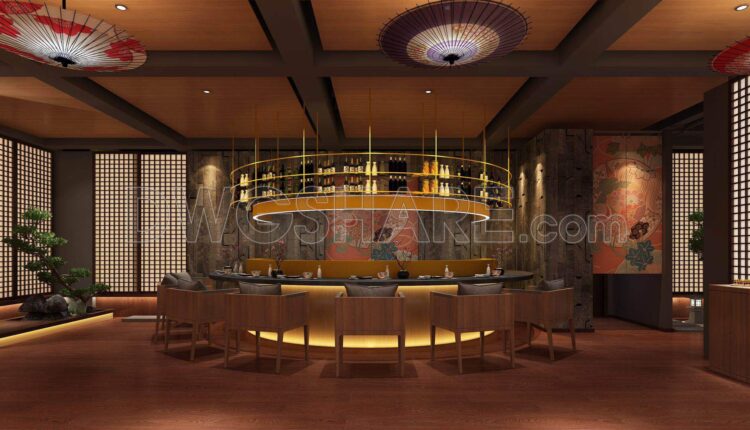 35. CAD Construction Drawings for the Interior Design and Decoration of a Japanese Restaurant Project