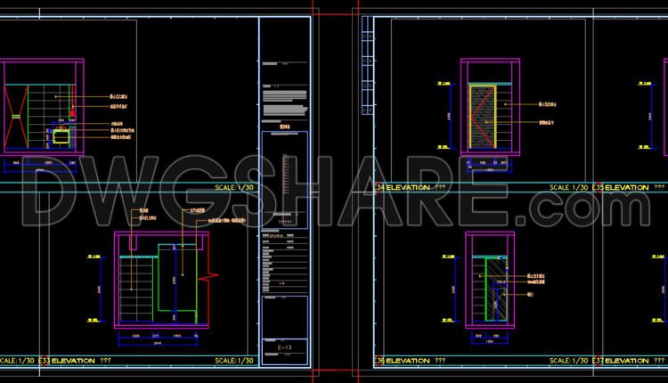 35. CAD Construction Drawings for the Interior Design and Decoration of a Japanese Restaurant Project