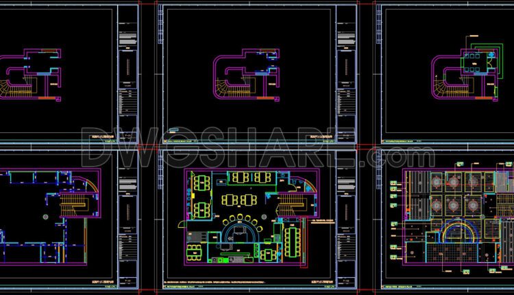 35. CAD Construction Drawings for the Interior Design and Decoration of a Japanese Restaurant Project