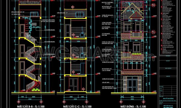 2 years ago
                

                
             1,091352. CAD design drawings for a 4-story townhouse with dimensions of 3.7m x 16.2m